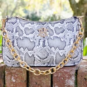 Joan Snake Print Crossbody Charcoal White